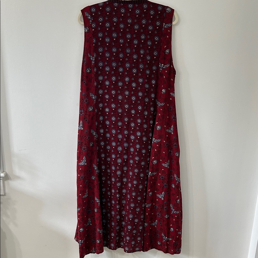 April Cornell Dress XL Burgundy Indian Print Maxi Floral Bohemian Festival - Picture 8 of 16